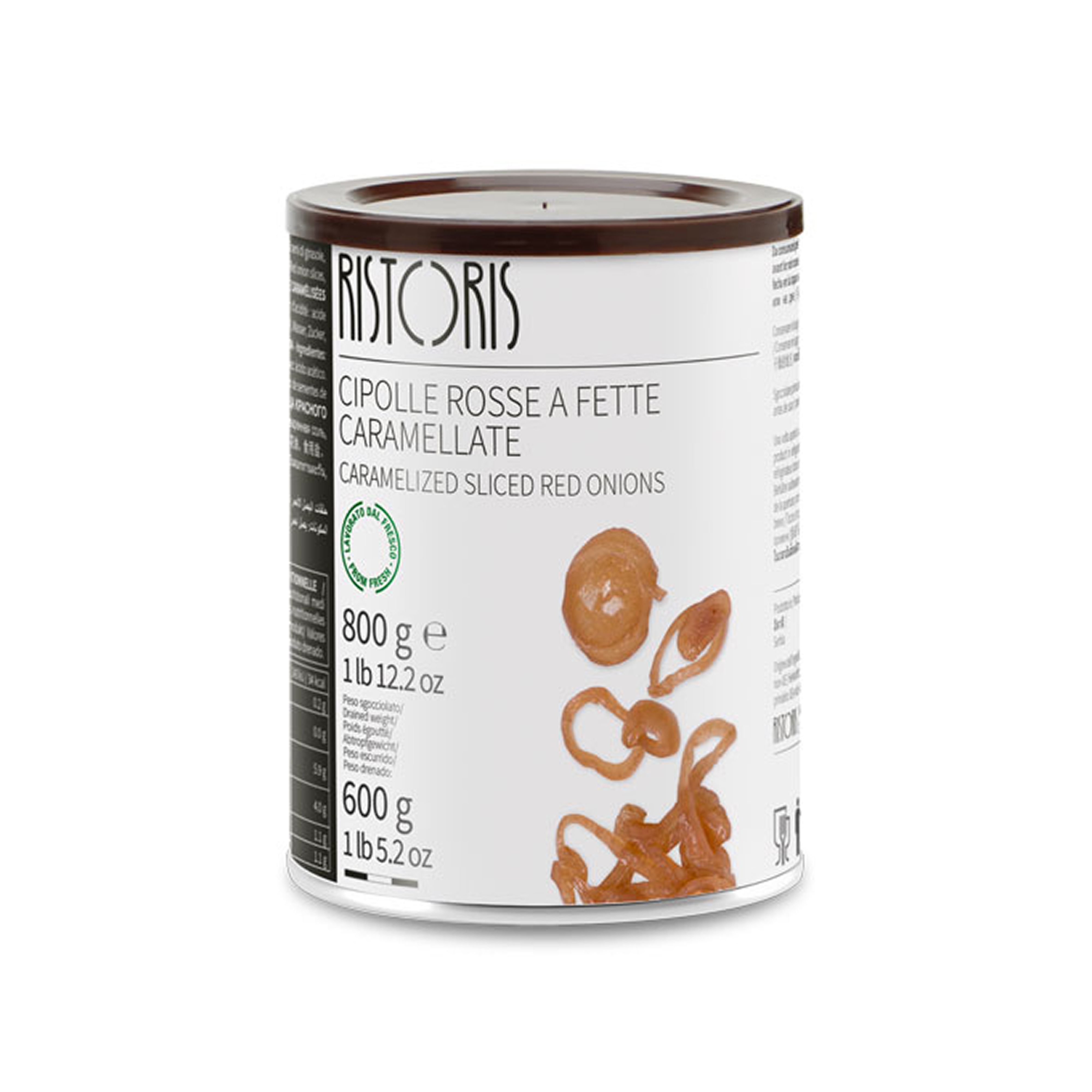 Sliced onions, peeled and caramelised using a slow artisan cooking method that develops a natural sweetness without the labour of in-house preparation.