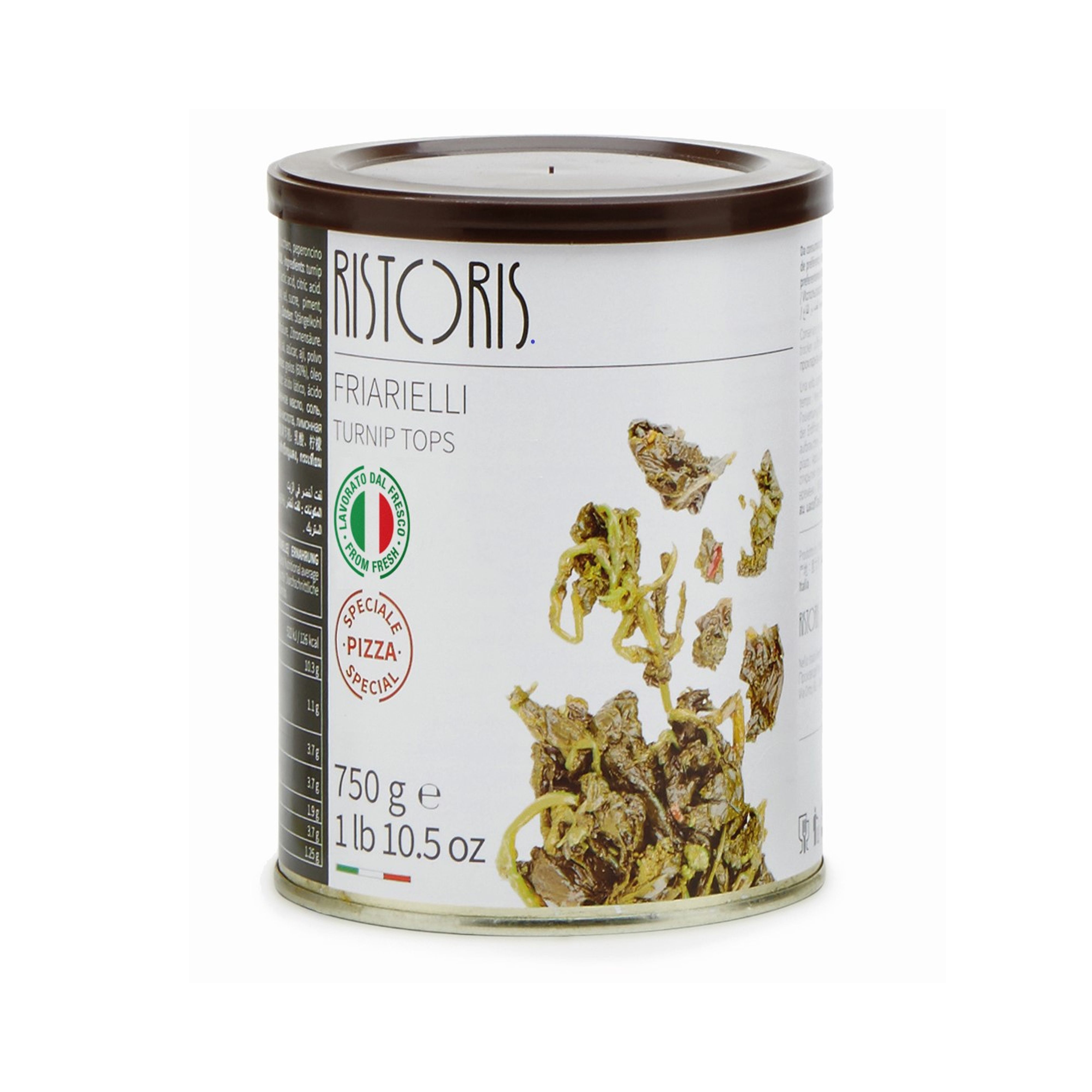 A Neapolitan speciality made from the flowering tops of turnip greens, cooked in sunflower oil and seasoned with garlic and chilli in the traditional style. Specifically formulated for pizza use.