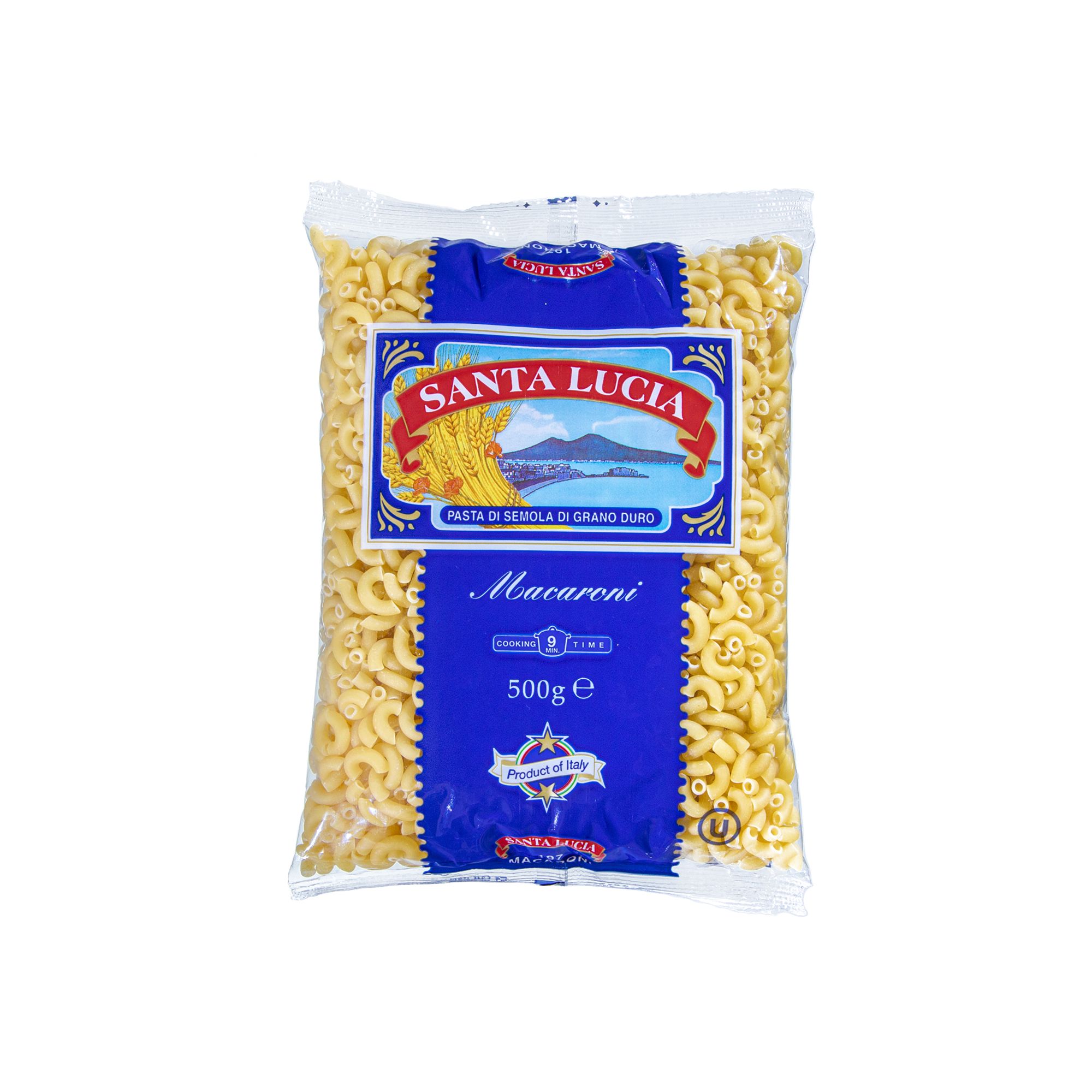Italian macaroni from Santa Lucia. A short, hollow curved tube pasta well suited to baked dishes, cheese-based sauces, and hearty everyday pasta preparations.