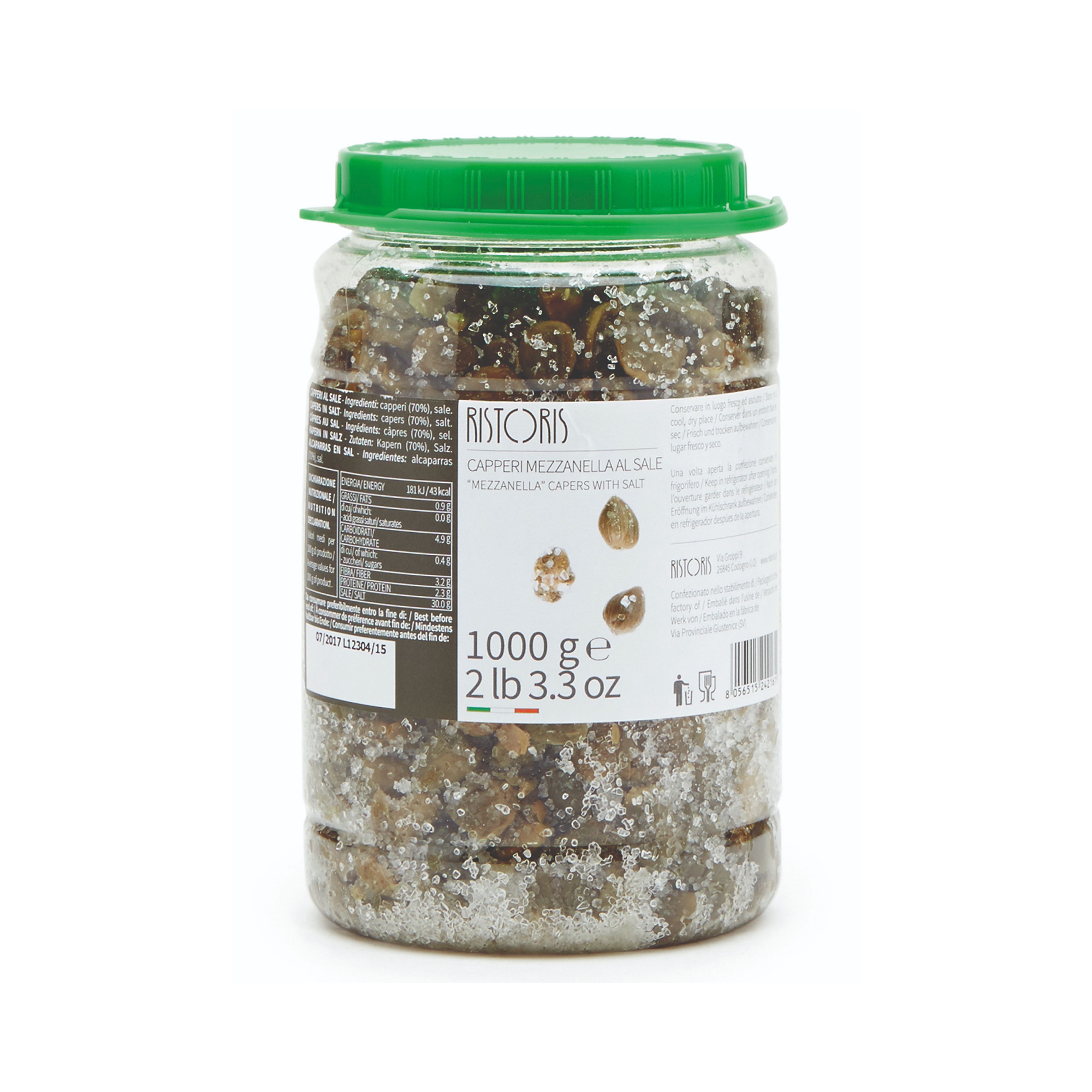 Hand-picked Mezzanella grade capers preserved in salt rather than brine