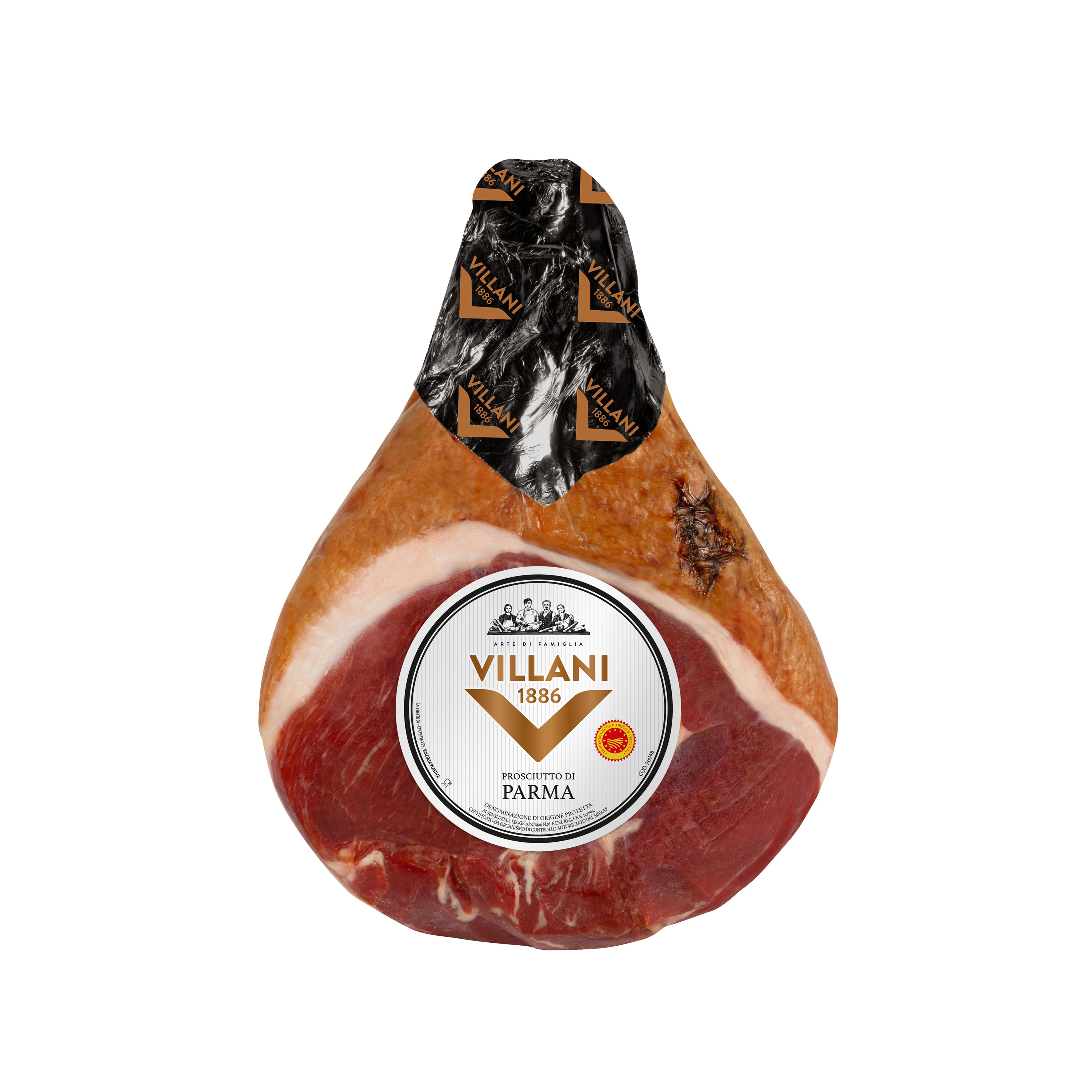 Imported Italian Parma Ham from Villani. A deboned DOP leg cured for a minimum of 14 months from heavy pork legs, with a naturally sweet flavour and delicate aroma.