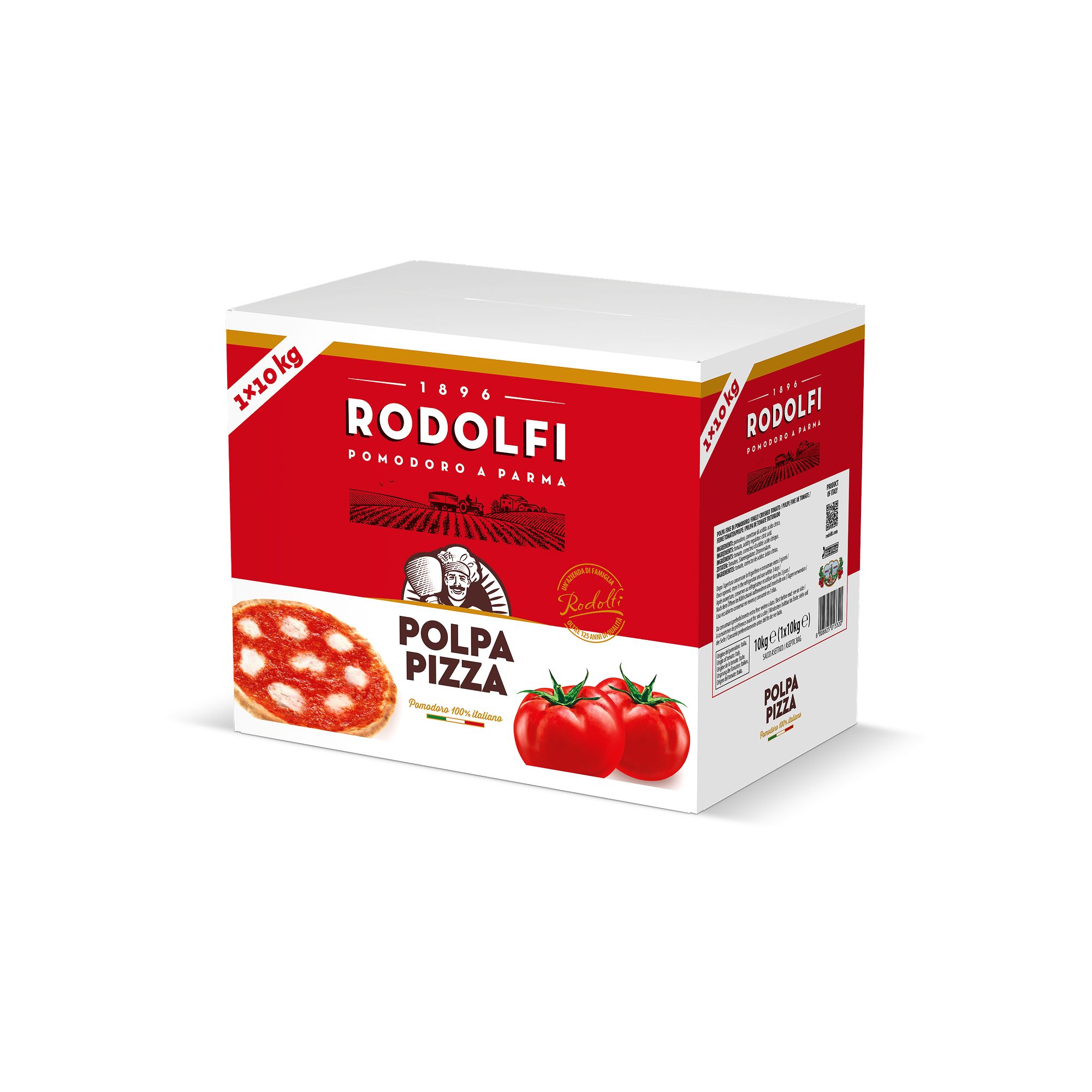 Premium Italian pizza tomato sauce from Rodolfi. A finely chopped tomato pulp designed for pizza, ready to use straight from the box.