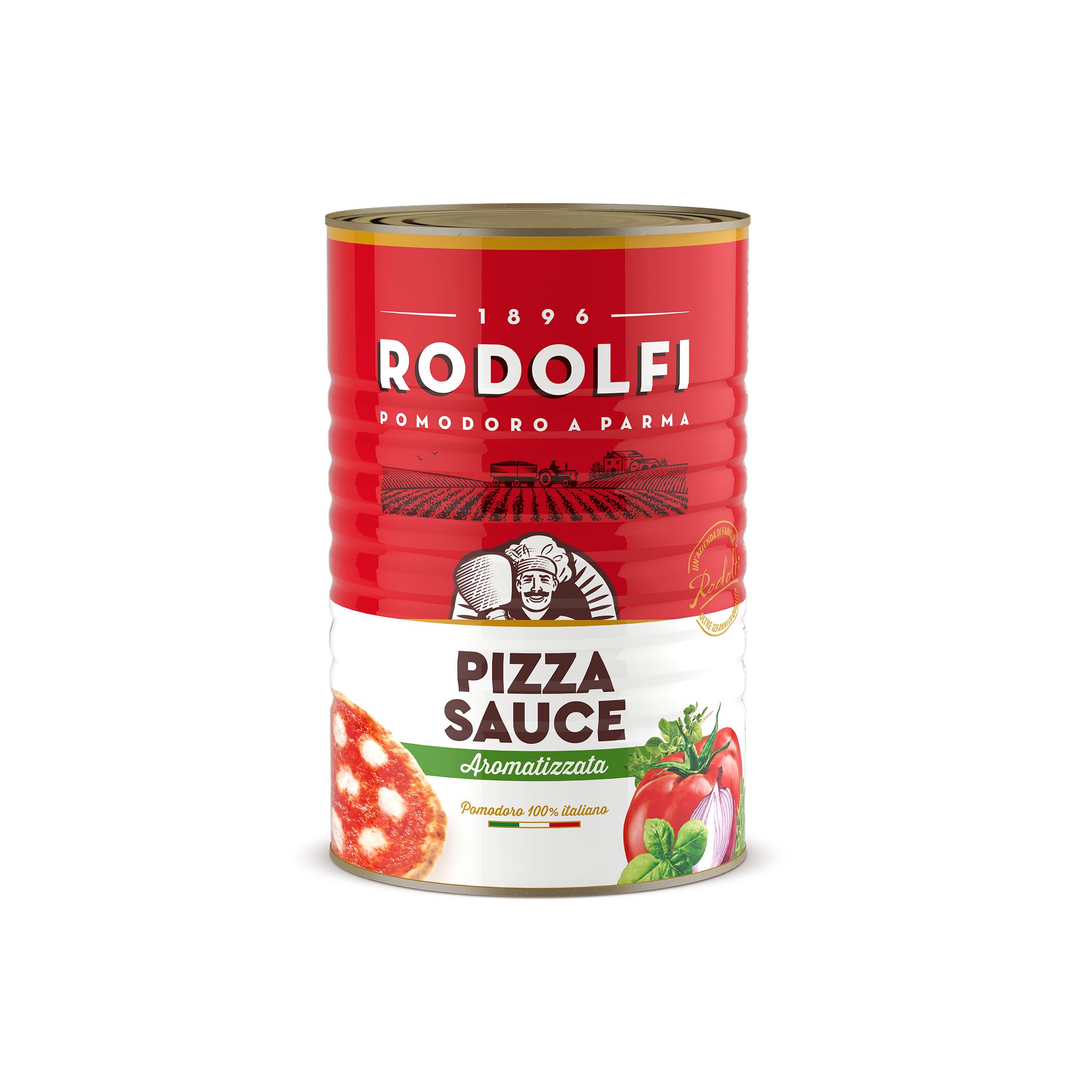 Authentic Italian pizza sauce from Rodolfi, produced in Parma and distributed by Sapori to Cape Town. Made with 100% Italian tomatoes, basil, oregano, and onions—ready to spread for classic home pizza.