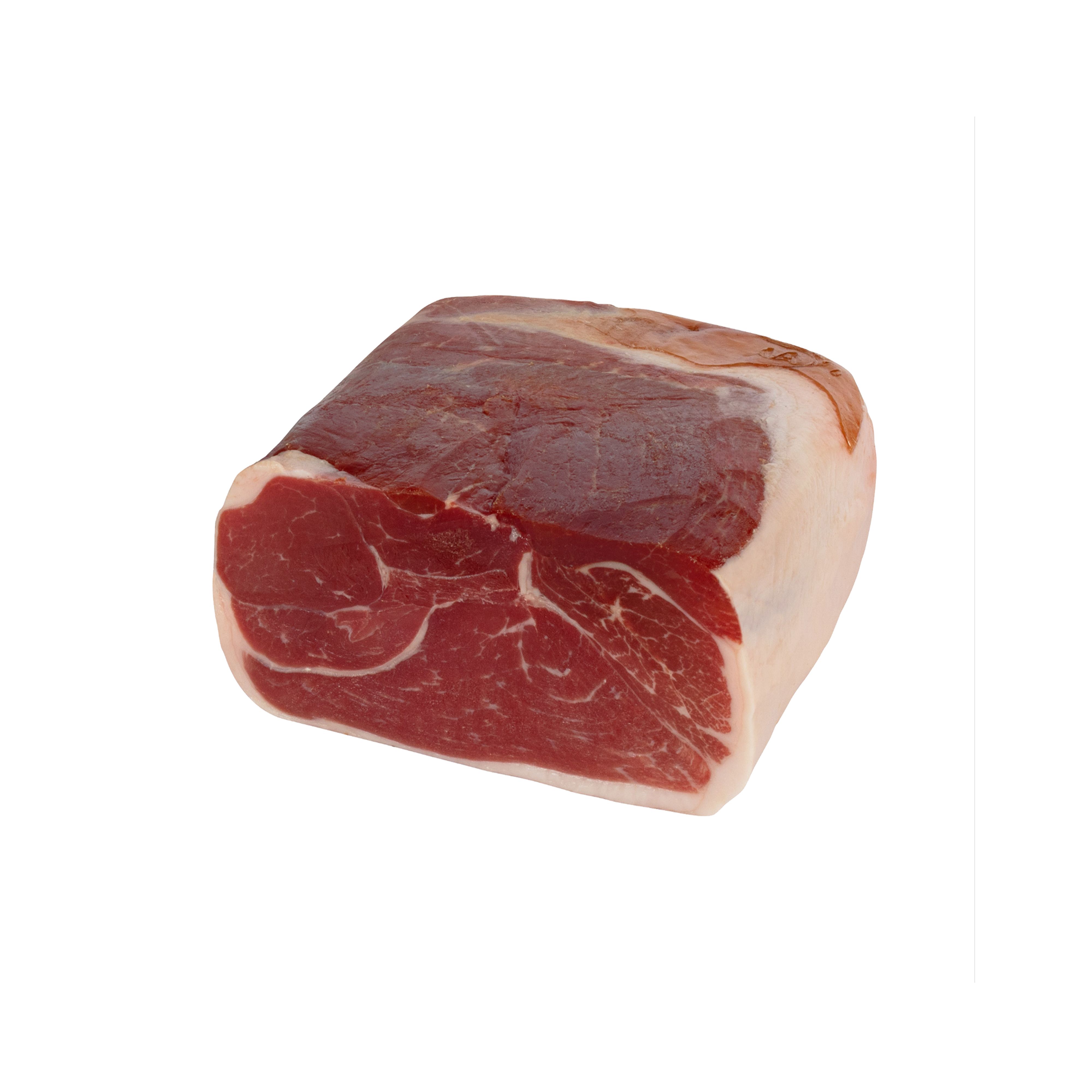Imported Italian dry-cured ham from Villani in a pressed brick format. Cured for a minimum of 12 months from selected pork legs, with a sweet, full-flavoured profile and a high slice yield.
