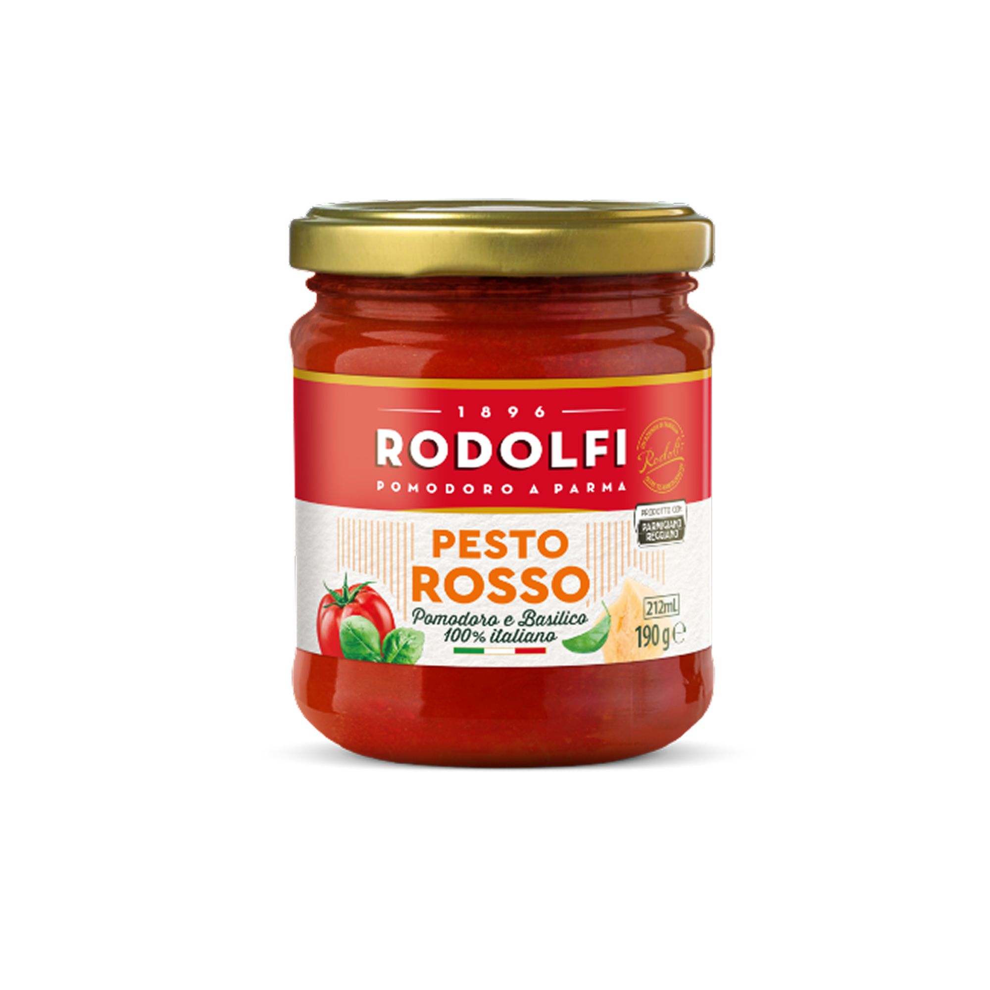Authentic Italian Red Pesto from Rodolfi, produced in Parma and distributed by Sapori to Cape Town. Made with tomatoes, basil, and Italian cheeses, perfect for adding rich Mediterranean flavour to home-cooked meals.